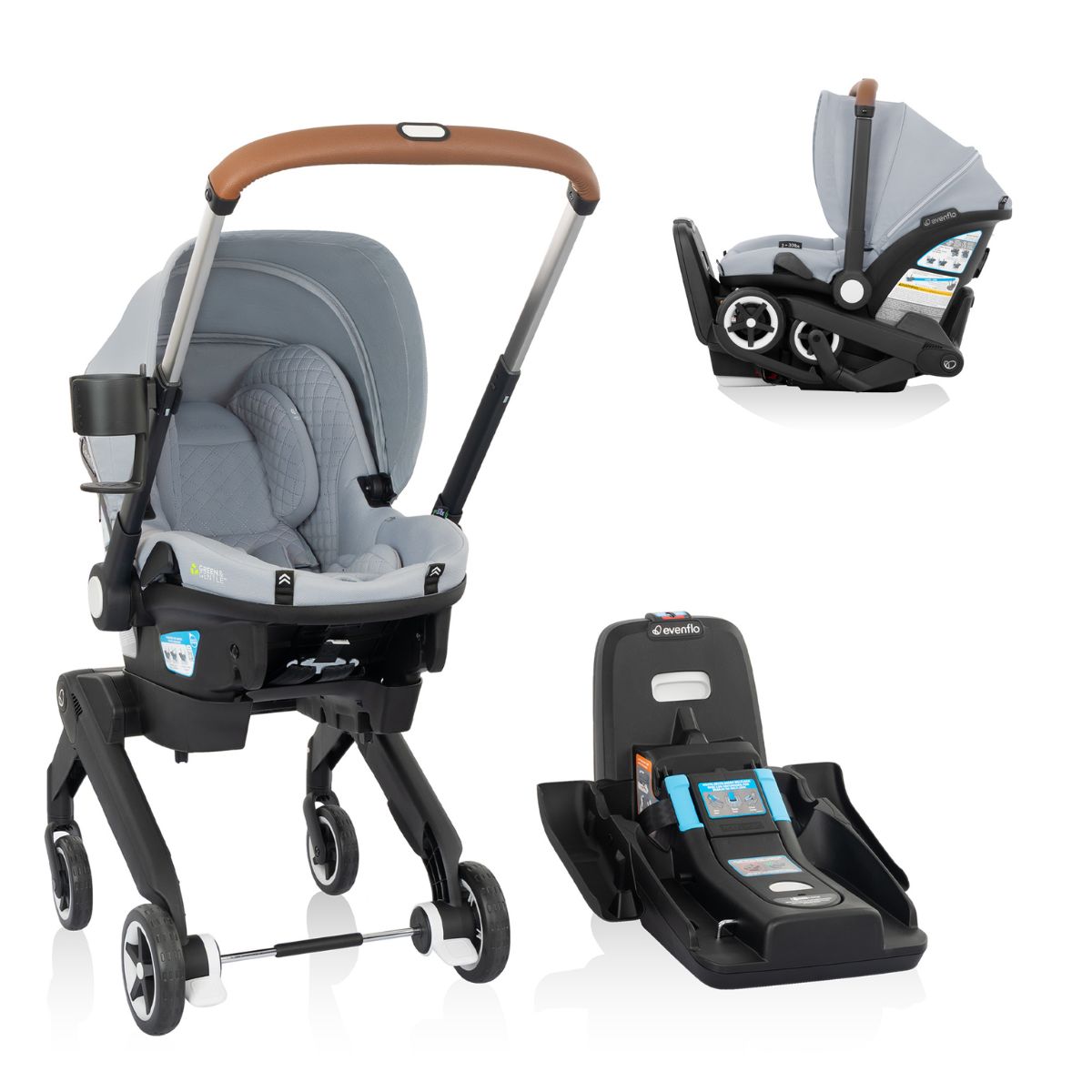 Shyft DualRide Infant Car Seat Stroller Combo with Carryall Storage and Green & Gentle Fabric (Topaz)