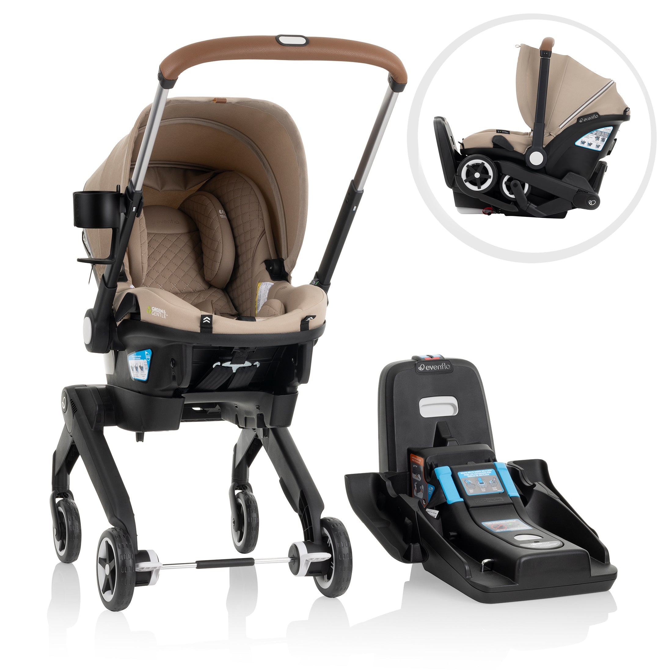 Shyft DualRide Infant Car Seat Stroller Combo with Carryall Storage and Green & Gentle Fabric (Topaz)