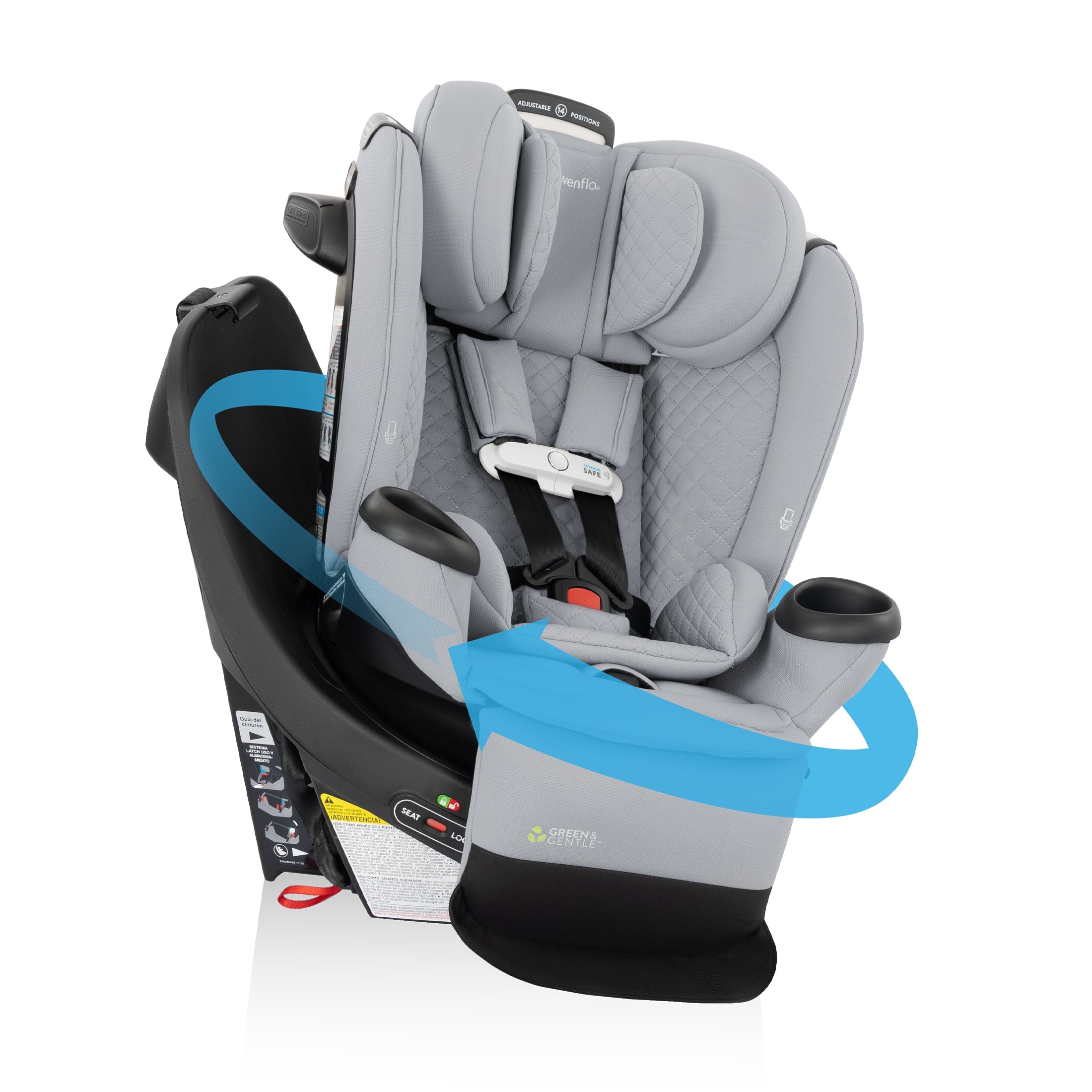Revolve360 Extend All-in-One Rotating Car Seat with Green & Gentle Fabric
