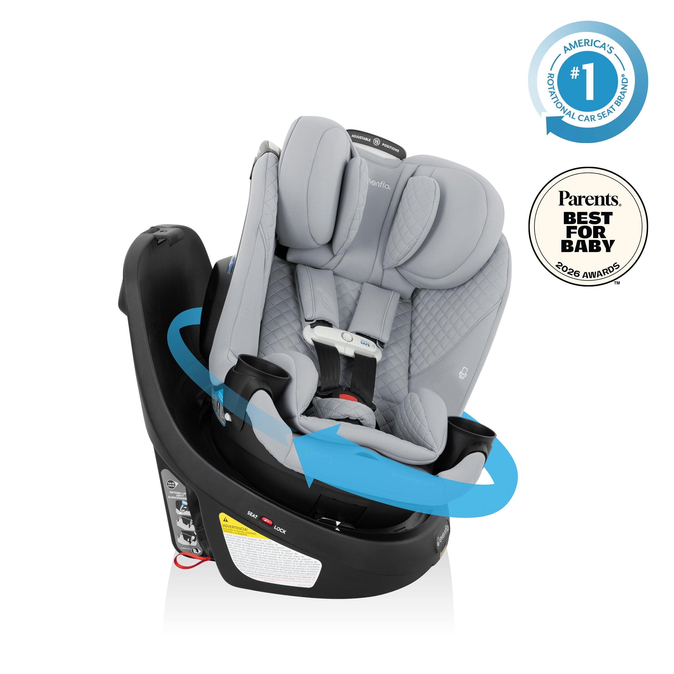 Revolve360 Slim 2-in-1 Rotating Car Seat with Green & Gentle Fabric