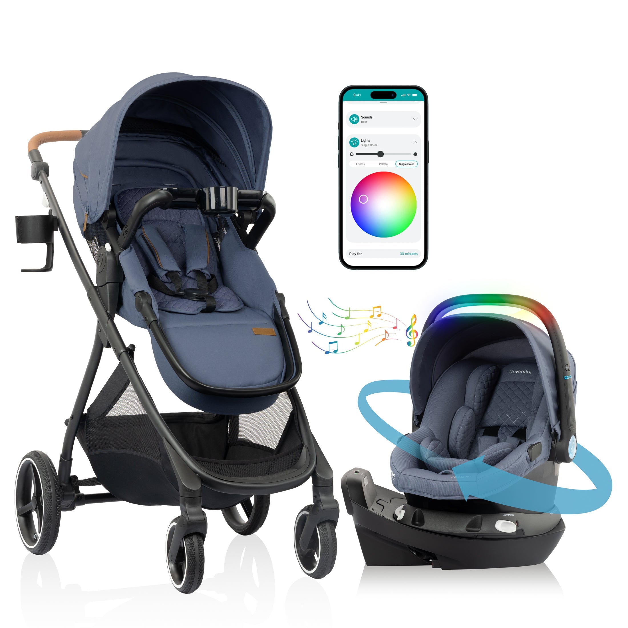 Shyft Intuiti+ Travel System featuring Revolve180 LiteMax™ NXT Rotating Infant Car Seat with SensorySoothe
