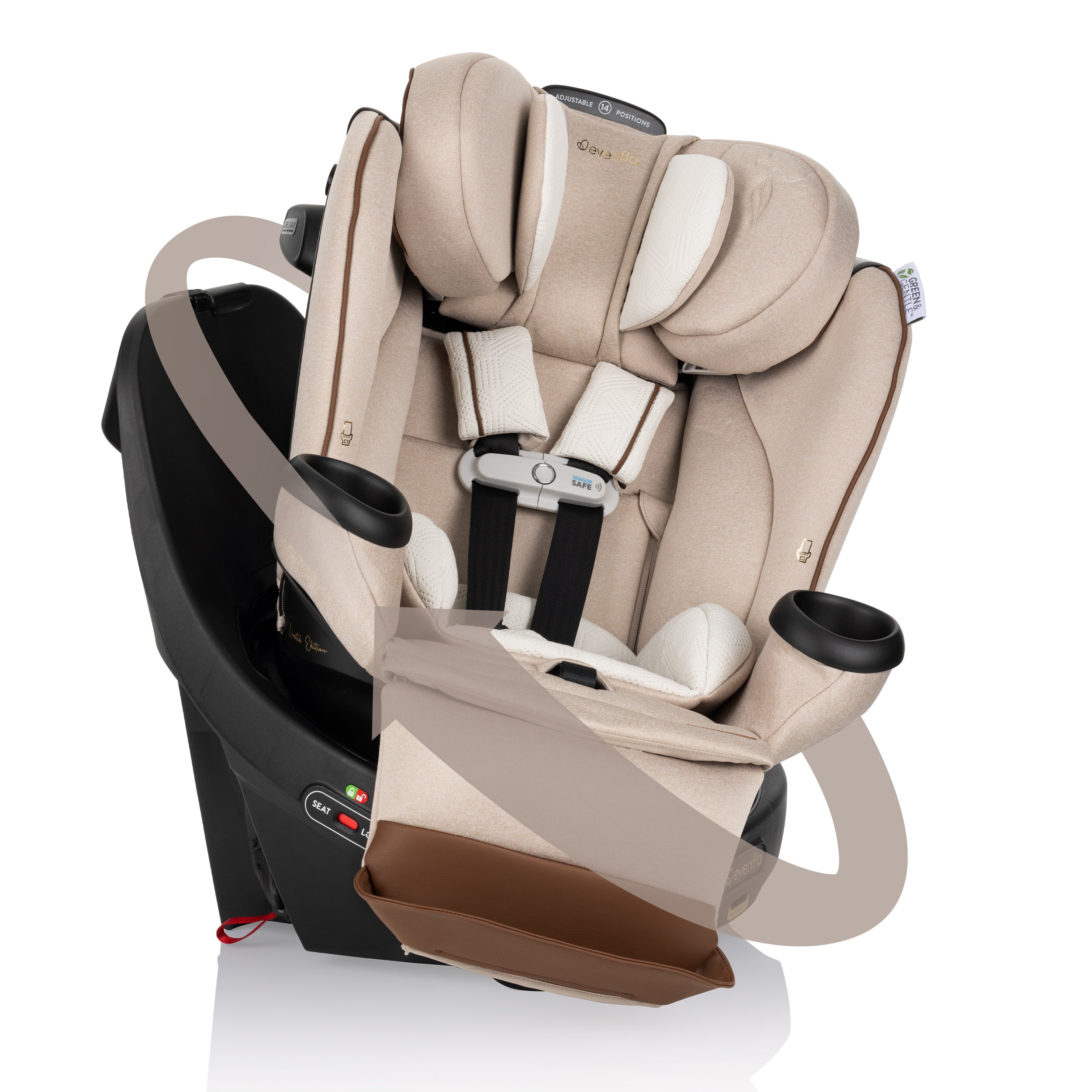 Limited Edition Revolve360 Extend All-in-One Rotational Car Seat with Green & Gentle Fabric