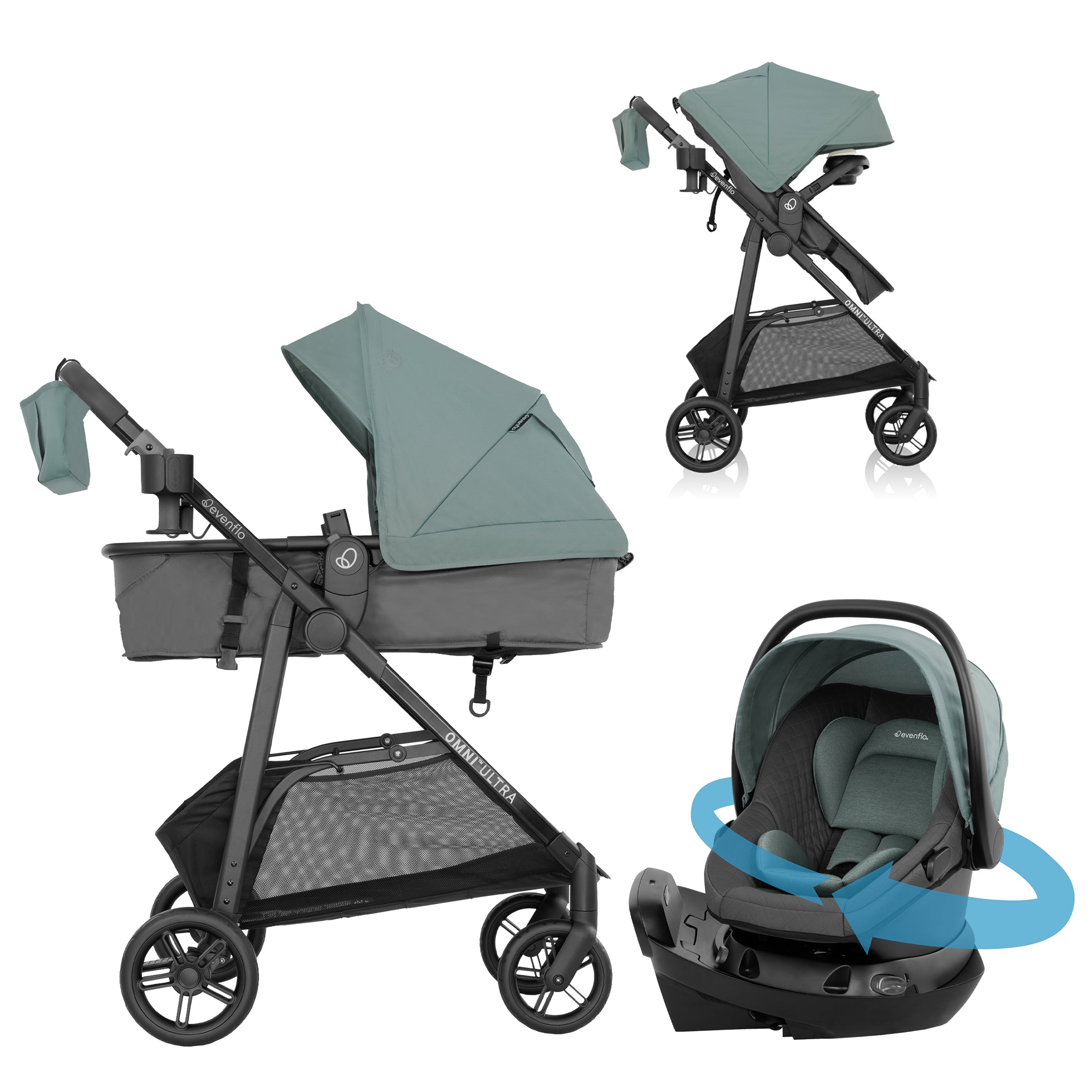 Omni Ultra Travel System with Revolve180 LiteMax NXT Rotating Infant Car Seat
