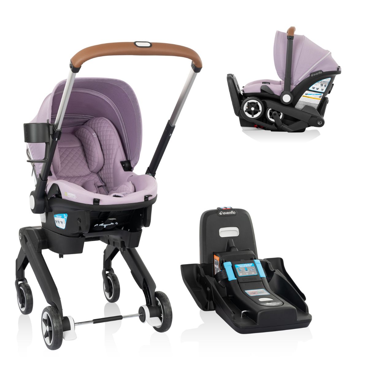 Shyft DualRide Infant Car Seat Stroller Combo with Carryall Storage and Green & Gentle Fabric (Topaz)