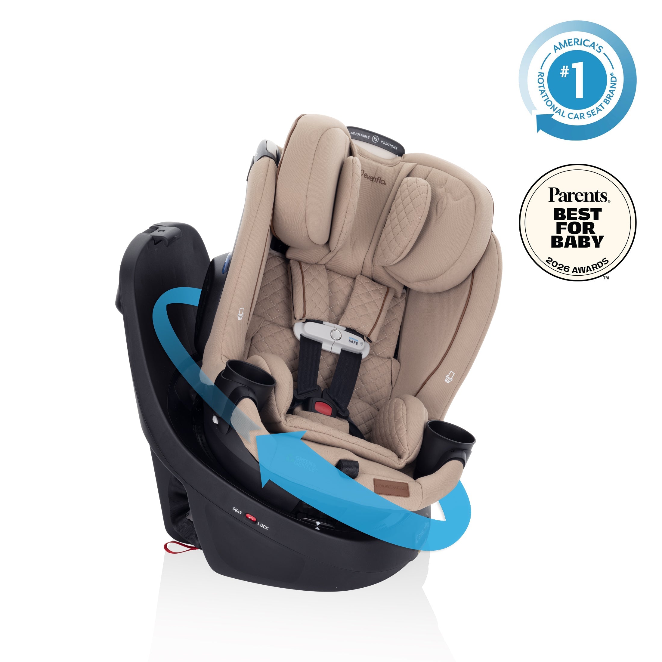 Revolve360 Slim 2-in-1 Rotating Car Seat with Green & Gentle Fabric